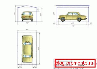 Risba garaže za en avtomobil valovitega