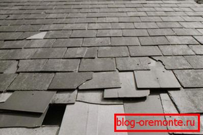 Poškodba strehe ravnega azbestnega cementa