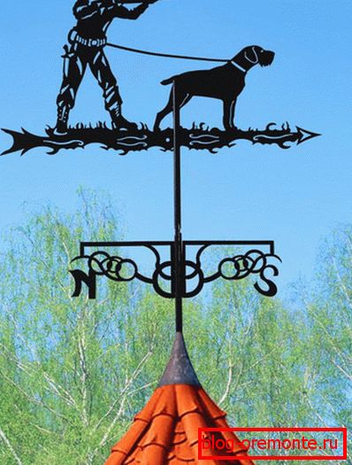 Weathervane v obliki lovca s psom