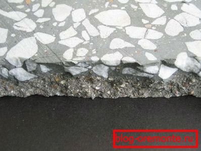 Beton z ruševinami iz marmorja. Beton z ruševinami iz marmorja.