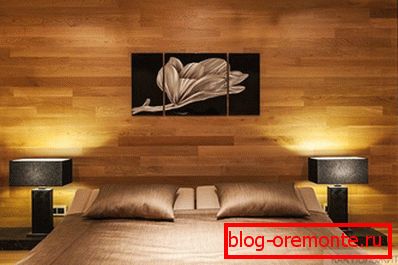 Notranjost spalnice z laminatnimi stenami
