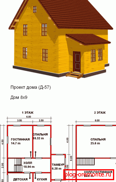 Udoben projekt hiše iz bara 8x9 - bodite pozorni na priročno postavitev in število sob Udoben projekt hiše iz bara 8x9 - bodite pozorni na priročno postavitev in število sob