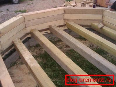 Stenske palice so nameščene na že pripravljenem temelju, po katerem so nameščeni talni hlodi Stenske palice so nameščene na že pripravljenem temelju, po katerem so nameščeni talni hlodi