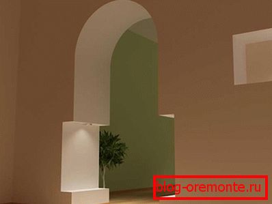 Arched vrata v sodobnem slogu zasnova zakrivljenih odprtih zaves