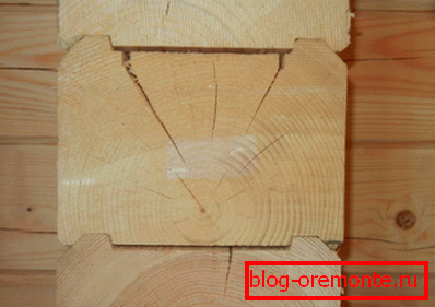 Primer razpok v strukturi hlodov Primer razpok v strukturi hlodov