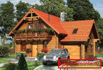 Projekt hiše iz bara z mansardom: fasada Projekt hiše iz bara z mansardom: fasada